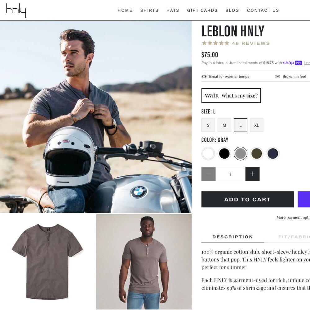 HNLY Leblon Short Sleeve Henley in Gray